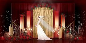 红色婚礼设计背景图片