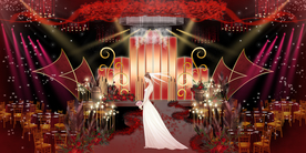 红色婚礼设计背景图片