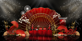 红色婚礼设计背景图片