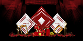 红色婚礼设计背景图片