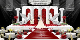 红色婚礼设计背景图片