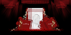 红色婚礼设计背景图片