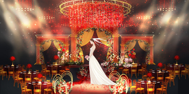 红色婚礼设计背景图片