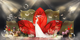 红色婚礼设计背景图片