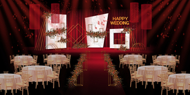 红色婚礼设计背景图片