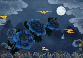 中国风背景墙壁画