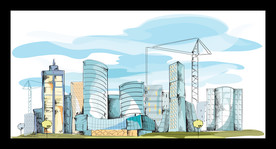 手绘城市素材背景