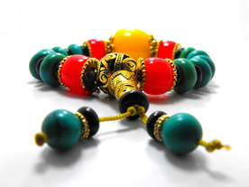 佛珠绿松石蜜蜡手链