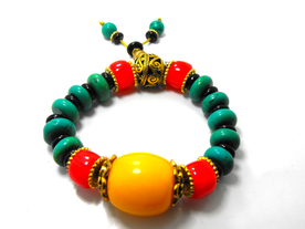 佛珠绿松石蜜蜡手链