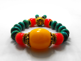 佛珠绿松石蜜蜡手链