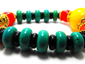 佛珠绿松石蜜蜡手链