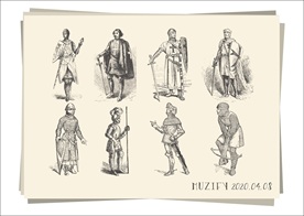 8位古希腊战士 人物素描画