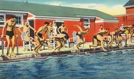 手绘插画跳水运动