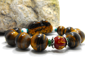 虎睛石貔貅佛珠手链