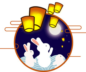 中秋 玉兔 孔明灯 月亮 意境