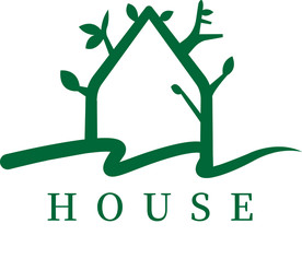 房子 绿色 具象 剪影 卡通