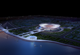 城市体育馆夜幕灯光