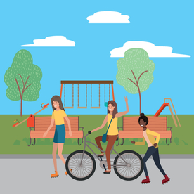 家庭成员生活插画