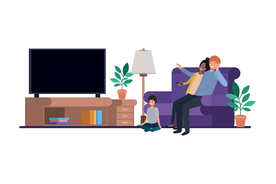 家庭成员生活插画