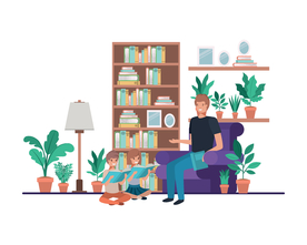 家庭成员生活插画