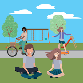 家庭成员生活插画