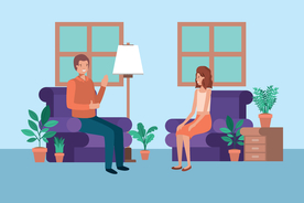 家庭成员生活插画