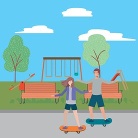 家庭成员生活插画