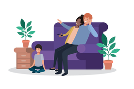 家庭成员生活插画