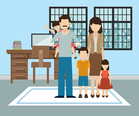 家庭成员生活插画