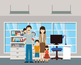 家庭成员生活插画