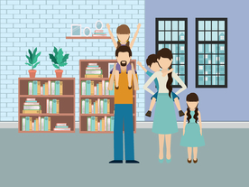 家庭成员生活插画