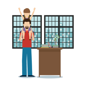 家庭成员生活插画