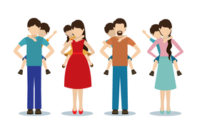 家庭成员生活插画