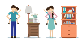 家庭成员生活插画