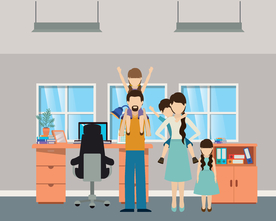 家庭成员生活插画