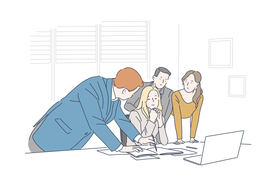 简笔人物生活插画