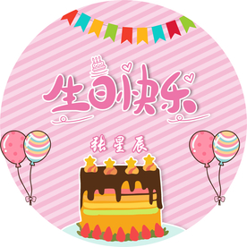 粉色卡通生日海报