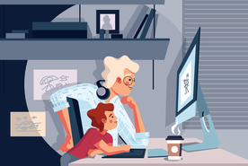 亲子卡通人物插画