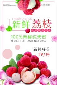 小清新新鲜荔枝海报设计模板