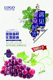葡萄水果店促销海报