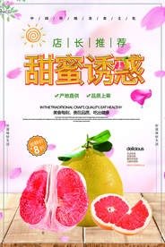 时尚简洁柚子水果海报