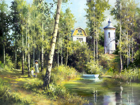 乡村行画风景装饰画喷绘素材