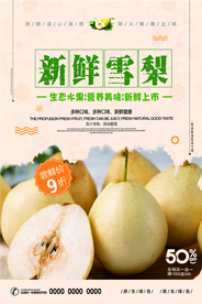大气新鲜雪梨简洁海报