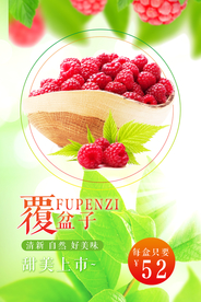清新覆盆子优惠海报
