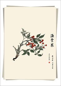 海棠果 水墨画
