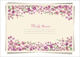 水彩花卉  紫红花朵边框