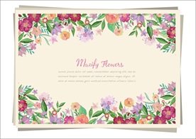 水彩花卉 玫粉花卉边框