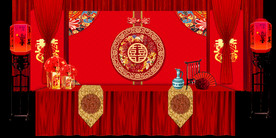 红色婚庆舞台背景红色舞台