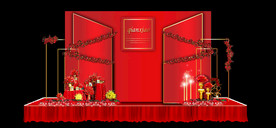 中式背景婚礼红色婚礼舞台