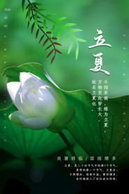 立夏绿色荷叶海报